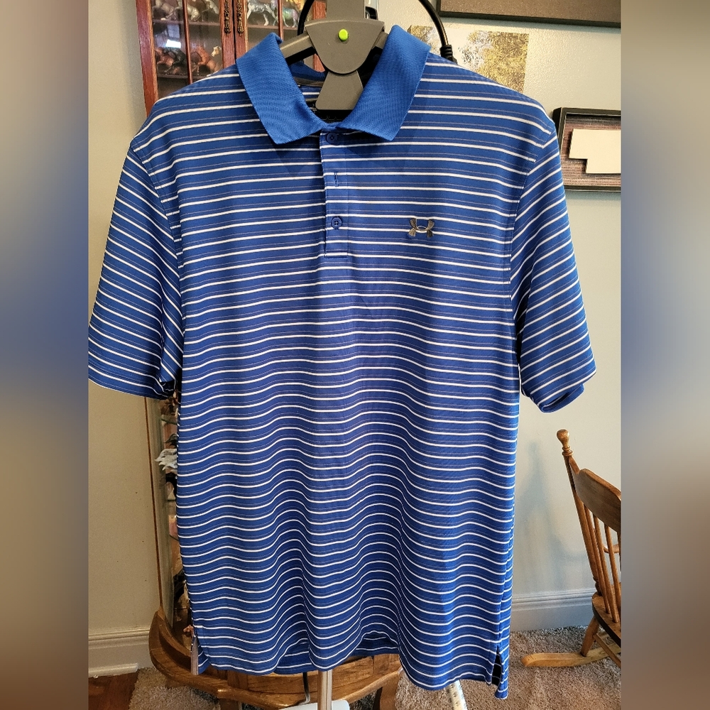 Under Armour Men's 2XL Blue Stripe Polo